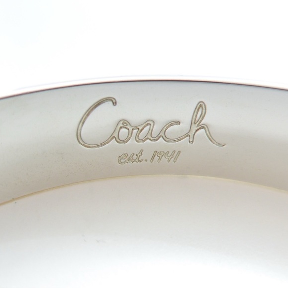 🪷 Coach Poppy Silver & Fuchsia Enamel Bangle Bracelet - Picture 4 of 5